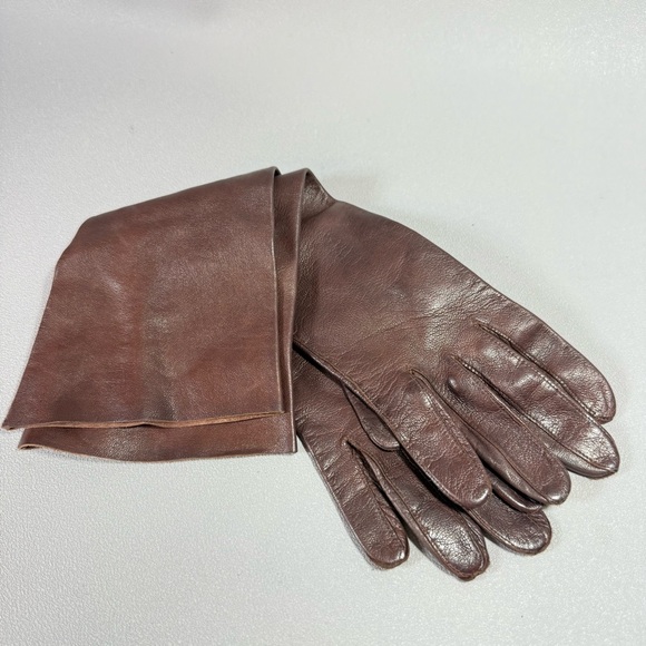Vintage Accessories - Vintage Brown Leather Long Gloves NWOT